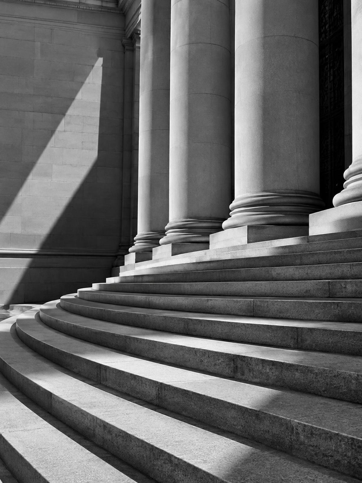 Courthouse steps and columns